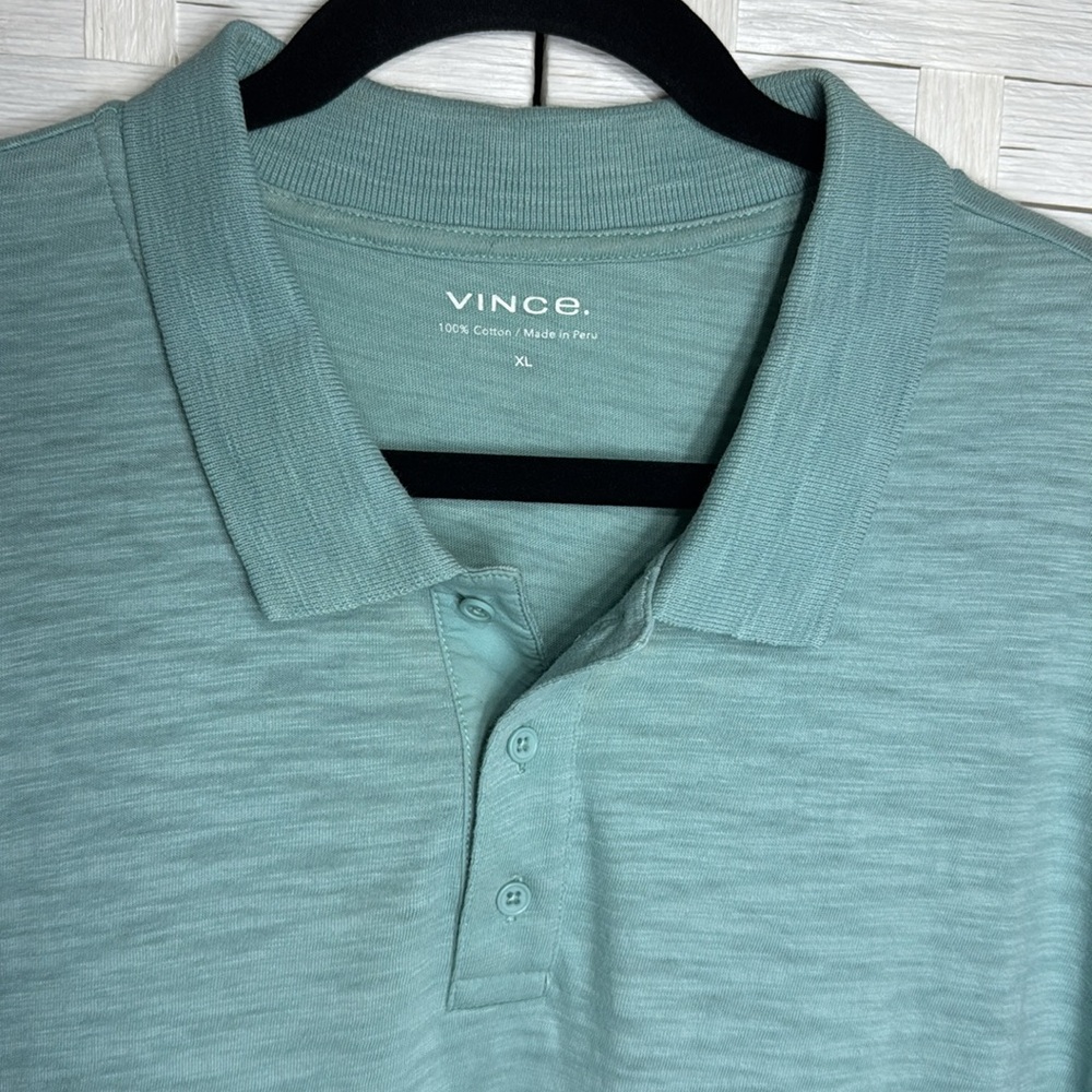 Vince Seagreen Cotton 3 Button Collared Polo ShirtSize XL - Picture 2 of 7